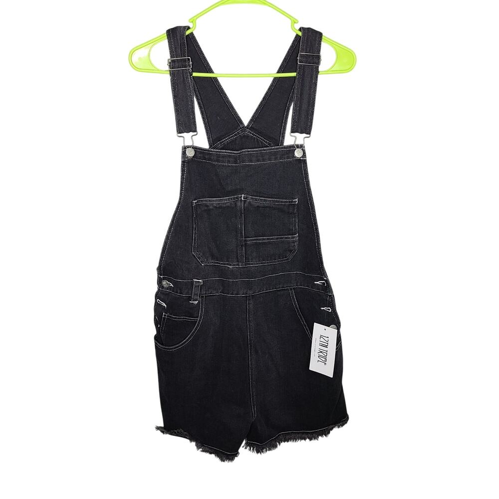 12th Tribe Dark Grey Faded Black Denim Shortalls Overalls 100% Cotton Cutoffs
